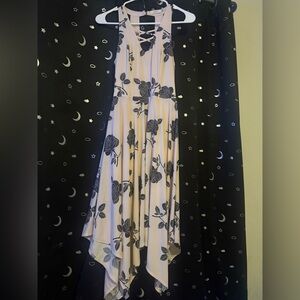 Candie's Cream and Black Floral High-Low Dress